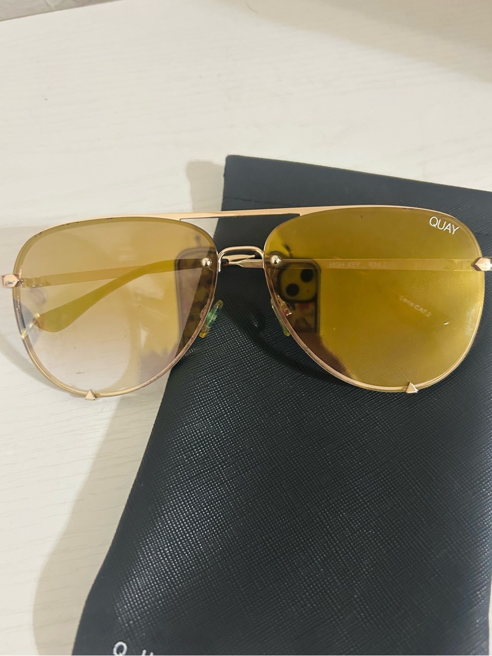 Quay Australia Gold Frame Sunglasses with Gold Mirrored Lenses